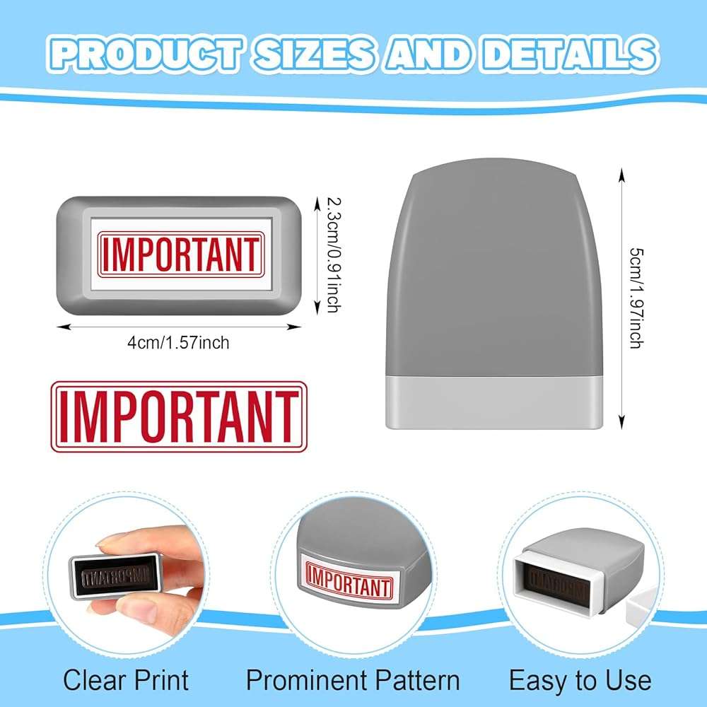 Crtiin 16 Pcs Office Stamp Set Message Self Inking Rubber Stamp Set for Office Stamps Completed Faxed Scanned Stamps for Message Supplies(Red, Grey) - Image 2