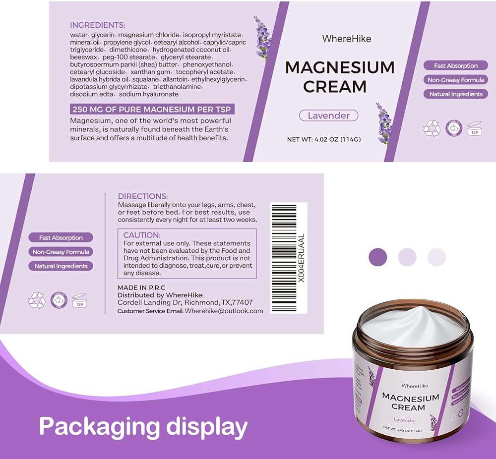 STILIP Natural Topical Magnesium Cream – Magnesium Lotion for Nighttime Skin Care, Lightweight Moisturizing Body Cream for Deep Hydration-Lavender - Image 8