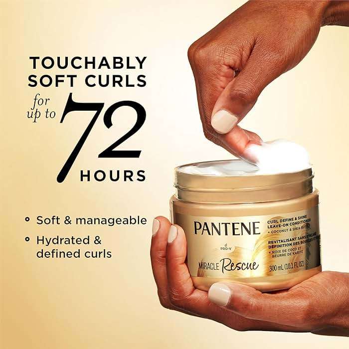 Pantene Miracle Rescue Curl Define & Shine Leave-On Conditioner, 10.1 FL OZ - Image 2