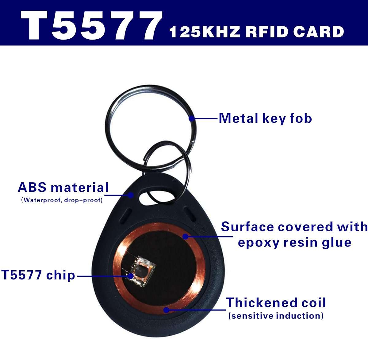 125khz RFID fob Writable RFID Tags T5577 RFID Card 125khz fob(10 Pcs) for RFID Writer,Compatible with 1386 1326 H10301 Format Readers and Access Control Systems - Image 3