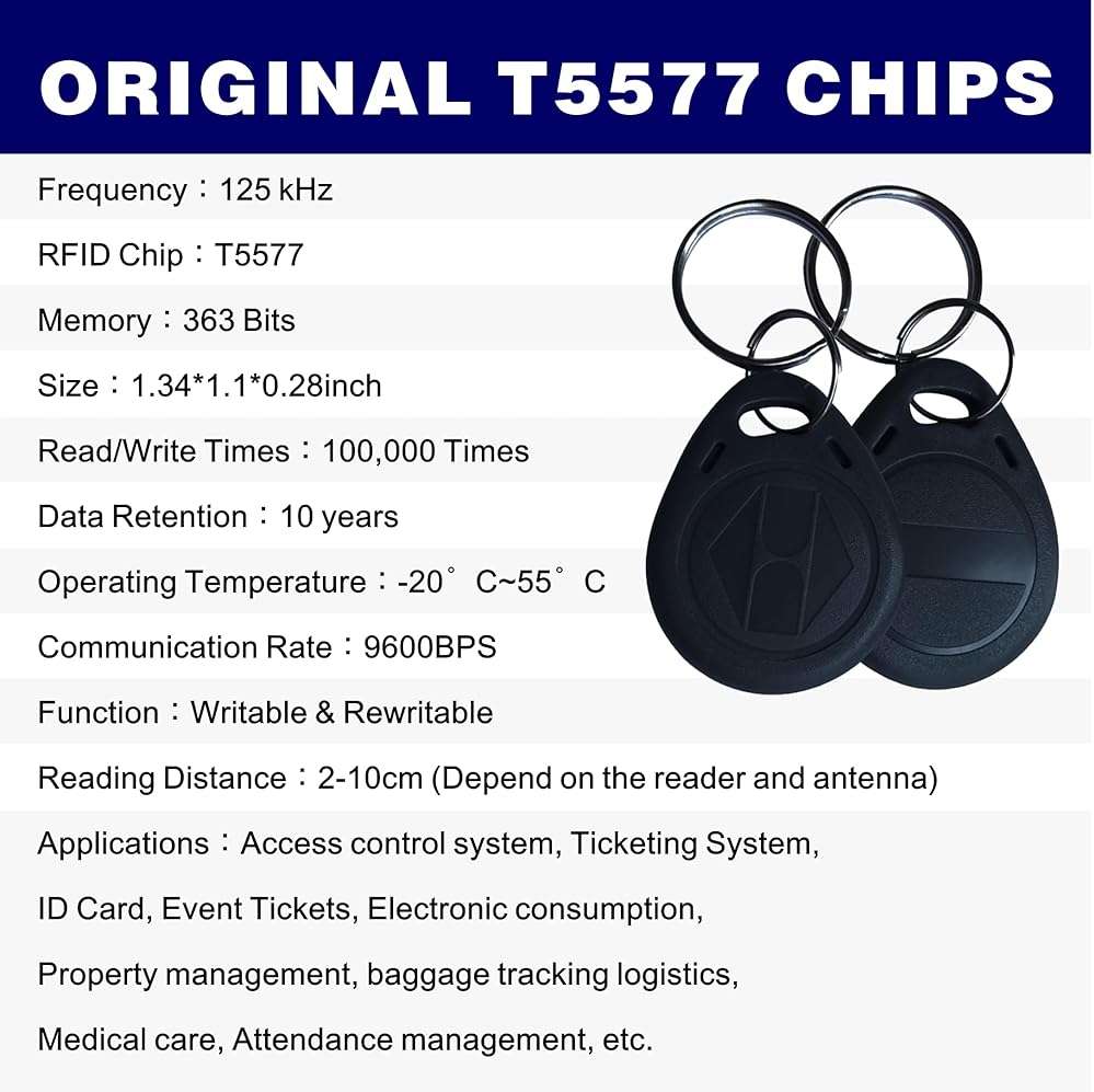 125khz RFID fob Writable RFID Tags T5577 RFID Card 125khz fob(10 Pcs) for RFID Writer,Compatible with 1386 1326 H10301 Format Readers and Access Control Systems - Image 5