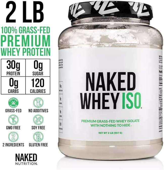 NAKED Whey Isolate Protein - Only 2 Ingredients, 30g Grass-Fed Protein, Zero Carb, Unflavored, Undenatured, Non-GMO, No Soy, Gluten-Free, No Preservatives - 28 Servings - Image 4