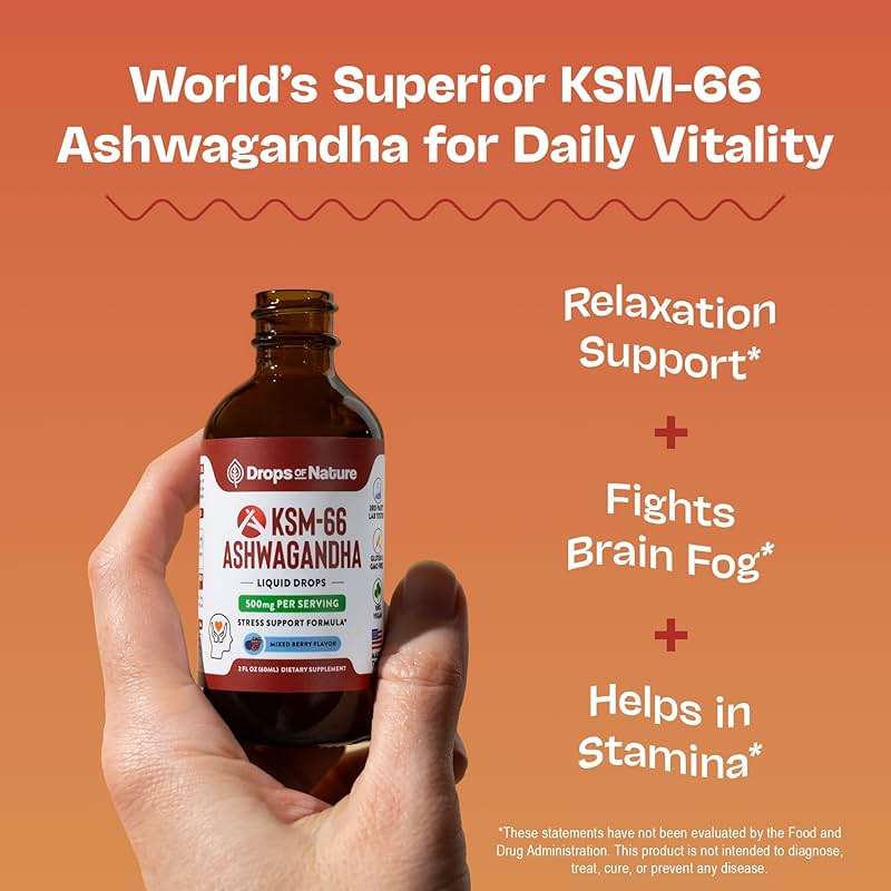 KSM-66 Ashwagandha Liquid Drops – Vegan, GMO Free & Fast Absorbing Form – Ashwagandha Supplements for Daily Wellness Support – Promotes Focus and Clarity – Supports Daily Vitality (Mixed Berry, 60ml) - Image 2
