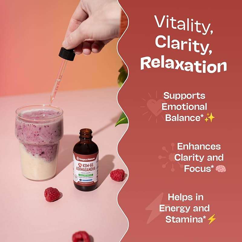 KSM-66 Ashwagandha Liquid Drops – Vegan, GMO Free & Fast Absorbing Form – Ashwagandha Supplements for Daily Wellness Support – Promotes Focus and Clarity – Supports Daily Vitality (Mixed Berry, 60ml) - Image 4