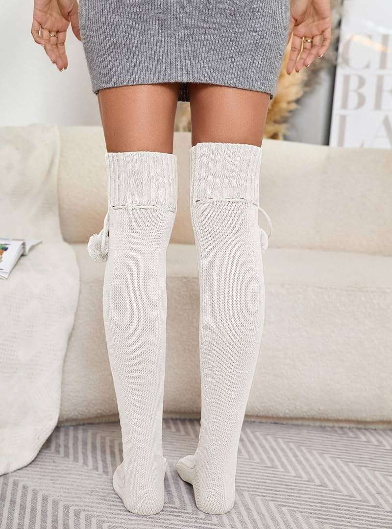 SherryDC Women's Cable Knit Thigh High Socks Over the Knee Leg Warmers Long Winter Boot Stockings - Image 6
