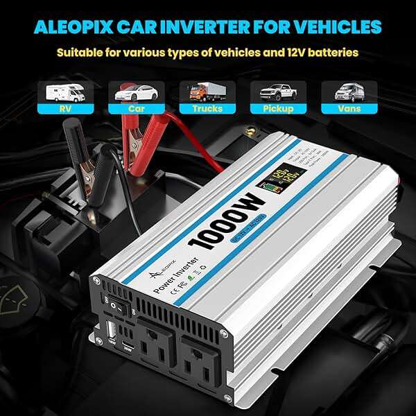 1000W Car Inverter 12V to 110V DC to AC Power Inverters for Vehicles with 2 AC Outlets/36W PD USB-C/18W QC USB-A Fast Charging/Cigarette Lighter/LED Display/100A Cables 1000 Watt Inverter - Image 2