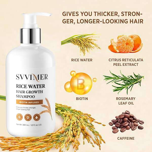 Svvimer Rice Water Hair Growth Shampoo - Thickening Shampoo with Biotin for Hair Loss and Thinning Hair - Image 3