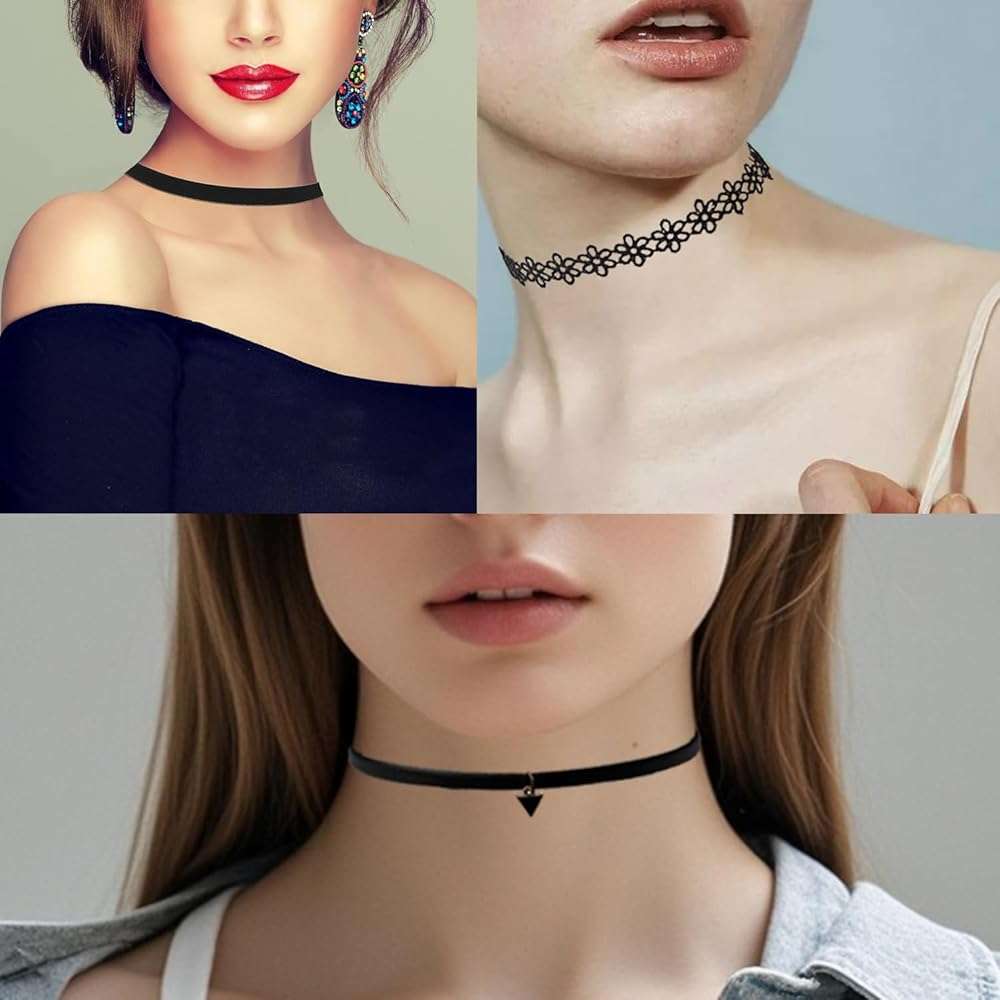 YEEQIN Black Choker Necklaces for Women Chokers Black Velvet Choker Necklaces Set Classic Gothic Tattoo Lace Choker - Image 3