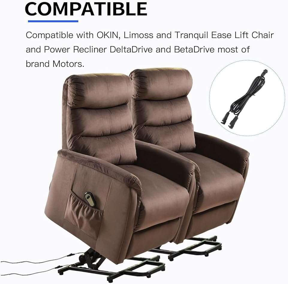 Universal Dual Motor Power Supply Transformer with AC Power Cord, L Shape DC Extension Cable and Y Splitter Cord,29V 2A Recliner Power Supply Kit-4-Piece for Recliner, Lift Chairs and Sofa - Image 7