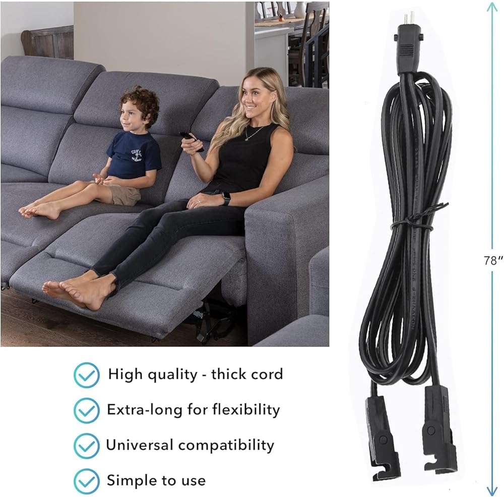 Universal Dual Motor Power Supply Transformer with AC Power Cord, L Shape DC Extension Cable and Y Splitter Cord,29V 2A Recliner Power Supply Kit-4-Piece for Recliner, Lift Chairs and Sofa - Image 9