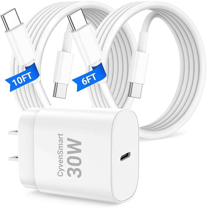 USBC Charger Block for iPhone 16 15 Pro Max Plus Charger Fast Charging,30w Usb-C Fast Charger Adapter 6+10Ft USB Type C to USB C Cable for I Phone 16 15 ProMax Plus iPad Pro Air Mini-30 Watt Certified - Image 1