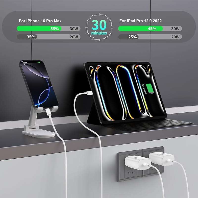USBC Charger Block for iPhone 16 15 Pro Max Plus Charger Fast Charging,30w Usb-C Fast Charger Adapter 6+10Ft USB Type C to USB C Cable for I Phone 16 15 ProMax Plus iPad Pro Air Mini-30 Watt Certified - Image 2
