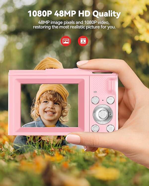 Digital Camera for Kids: Pink Camera for Teens - Christmas Birthday Gifts for Girls 8-10 - 16X Zoom Shoot Cam for Ages 8-13 - Compact Camera for 6 7 8 9 10 Years Old- Toys for Kid Children Toddler - Image 2