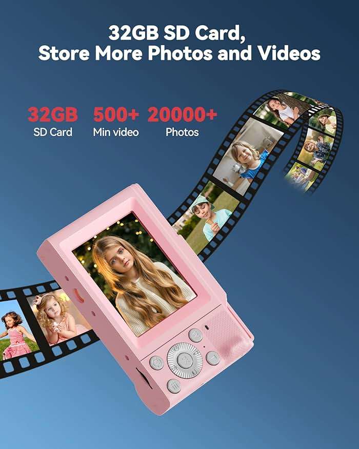 Digital Camera for Kids: Pink Camera for Teens - Christmas Birthday Gifts for Girls 8-10 - 16X Zoom Shoot Cam for Ages 8-13 - Compact Camera for 6 7 8 9 10 Years Old- Toys for Kid Children Toddler - Image 6