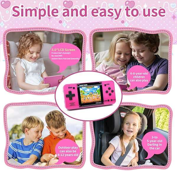 Handheld Game for Kids -Preloaded 220 Retro Video Games, Portable Gaming Player with Rechargeable Battery 3.0" LCD Screen, Mini Arcade Electronic Toy Gifts for Boys Girls (Red) - Image 5