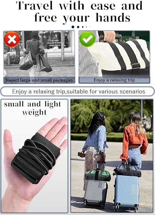 Luggage Straps Bag Bungee Luggage Straps Suitcase Adjustable Belt，Add a Bag Easy to Travel Suitcase Elastic Strap Belt Luggage Accessories(Black) - Image 3
