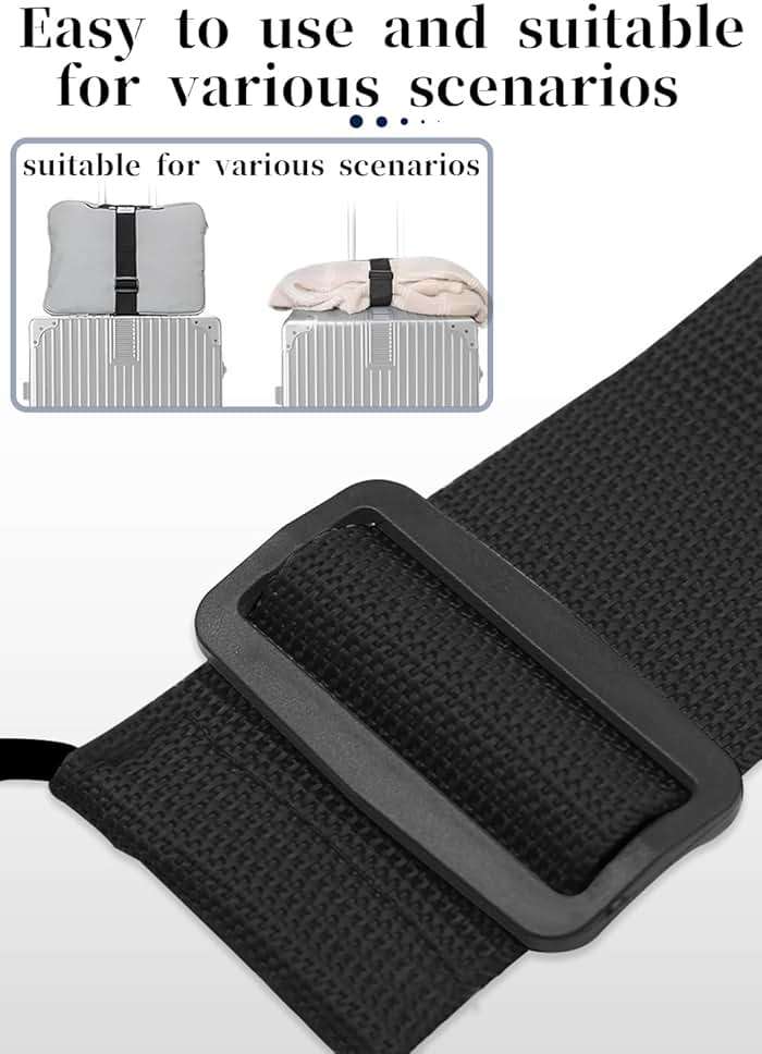 Luggage Straps Bag Bungee Luggage Straps Suitcase Adjustable Belt，Add a Bag Easy to Travel Suitcase Elastic Strap Belt Luggage Accessories(Black) - Image 6