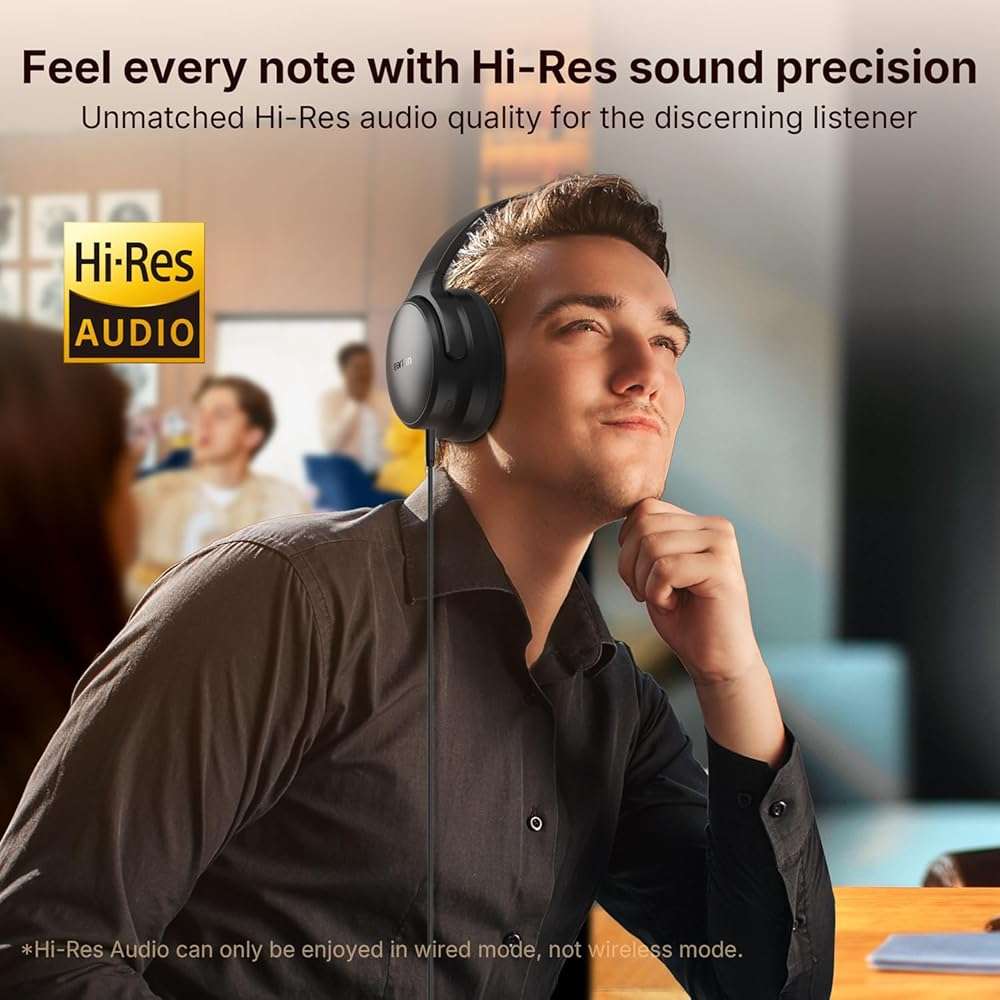 EarFun Tune Pro Active Noise Canceling Headphones, Wireless Bluetooth Headphones with 5 Mics, 120H Playtime, Bluetooth 5.4, Hi-Res Audio, Multipoint Connection, Custom EQ via App, Comfortable Fit - Image 4