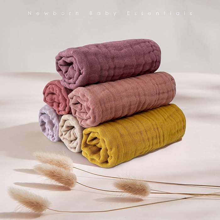 MOON PARK Baby Washcloths, 12 Pack - 12x12 Inches, Small Burp Cloths and Baby Wipes - 100% Cotton Muslin Ultra Soft for Newborn, Infant and Toddlers - Brown, Honey and Bean Paste Series - Image 3