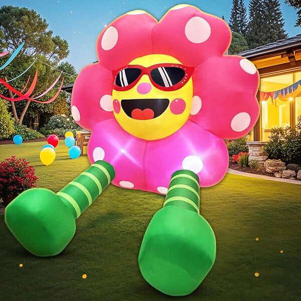 4FT Spring Inflatable Sunflower Outdoor Decoration Blow up Flower Yard Decoration, Built-in LED Lights for Spring Easter Yard Garden Lawn Party - Image 6
