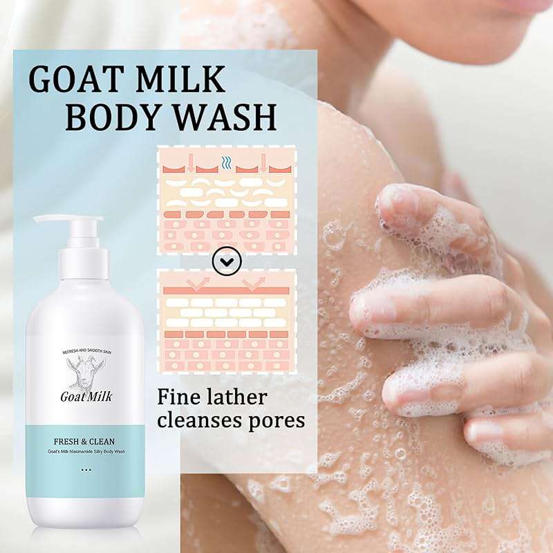 Goat Milk Body Wash,Gentle Silk Soft Foaming Milk Bath,Moisturizing Body Cleanser for All Skin - Image 2
