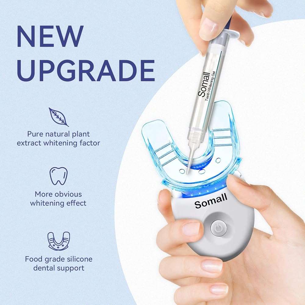 Somall Teeth Whitening Kit - Professional Tooth Whitening Gel LED Light System, 35% Carbamide Peroxide, 3ml Gel Syringes(3), Remineralization Desensitizing Gel(1), and teeth whitening light - Image 2