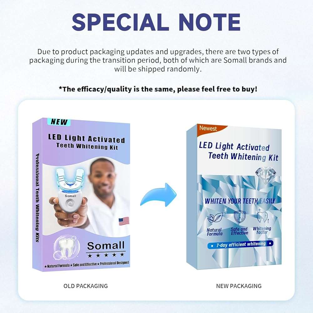 Somall Teeth Whitening Kit - Professional Tooth Whitening Gel LED Light System, 35% Carbamide Peroxide, 3ml Gel Syringes(3), Remineralization Desensitizing Gel(1), and teeth whitening light - Image 7
