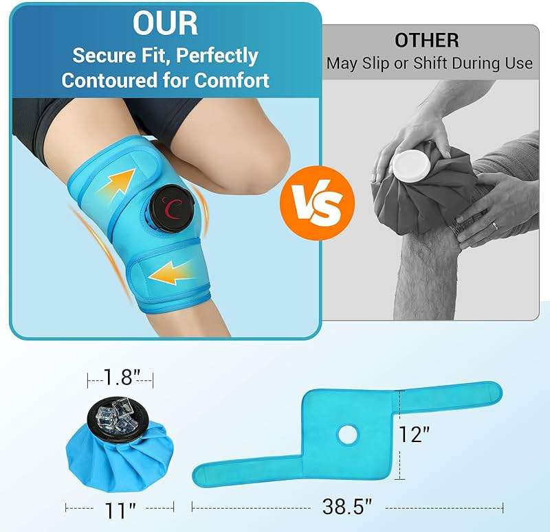 Comfytemp Knee Ice Pack Wrap, Wearable Ice Bags for Injuries Reusable, Knee Replacement Surgery, Meniscus Tear, 1H Long Lasting, Hot & Cold Therapy for Arthritis, ACL, Running Recovery - Image 3