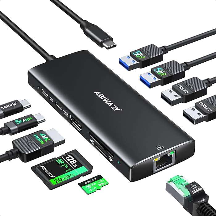 USB C Docking Station Dual Monitor for Dell/HP/Lenovo/Surface Laptop, 15 in 1 Triple Display Multiport Adapter Hub, USBC Dock Dongle with 2 HDMI+VGA+6 USB C/A+Button+100W PD+Ethernet+SD/TF+Audio - Image 1