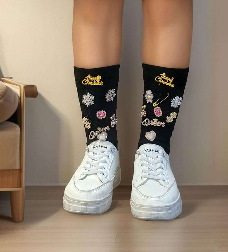 Christmas Charms for Socks - 24pcs Rhinestone Brooches & Pins for Women - Bulk Bling Gold Junk Sock Charms & Shoe Pins for Sambas & Sneakers - Women's Hat, Clothing Crafts & Jewelry Kit - Image 5
