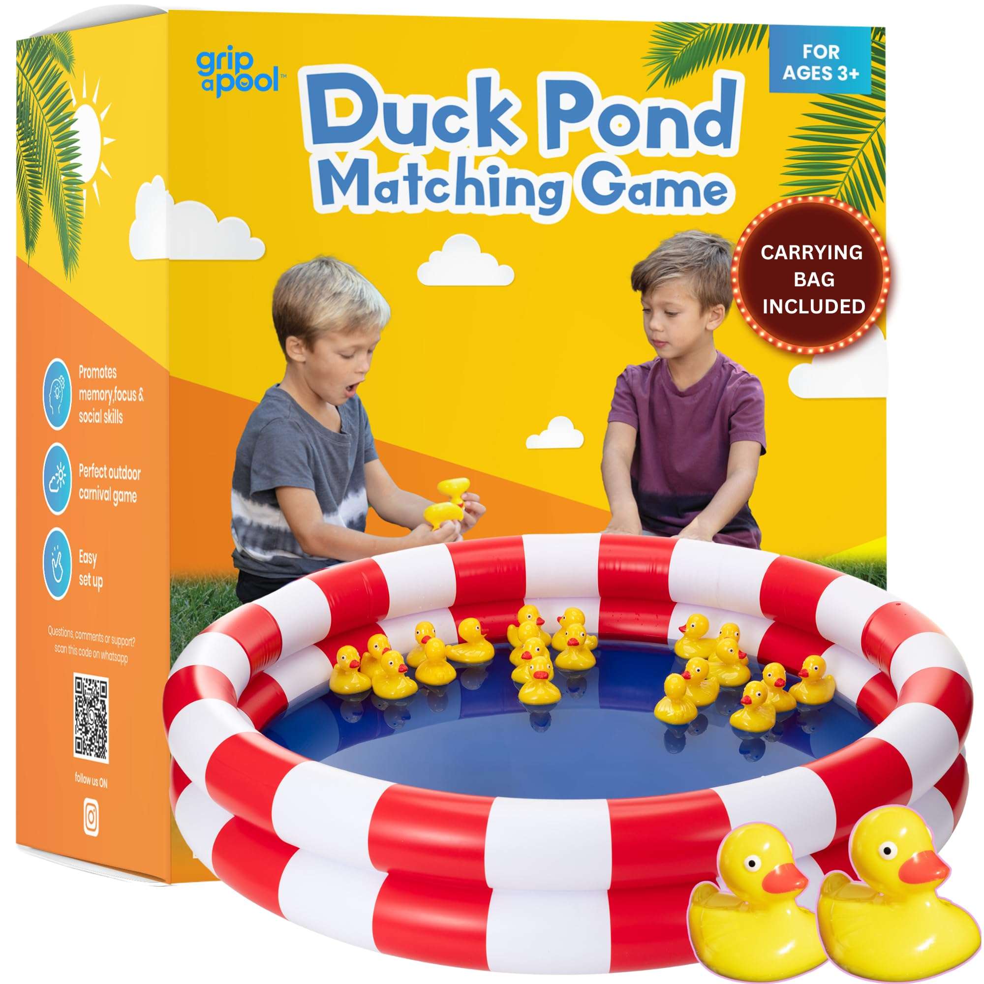 Duck Pond Matching Carnival Game, Outdoor Games for Kids Birthday Party Field Day Fun Activities for Kids 4-8, 3-5 - Outdoor Water Toys and Games for Backyard, Memory Game, Easter Gift Summer Toy - Image 1
