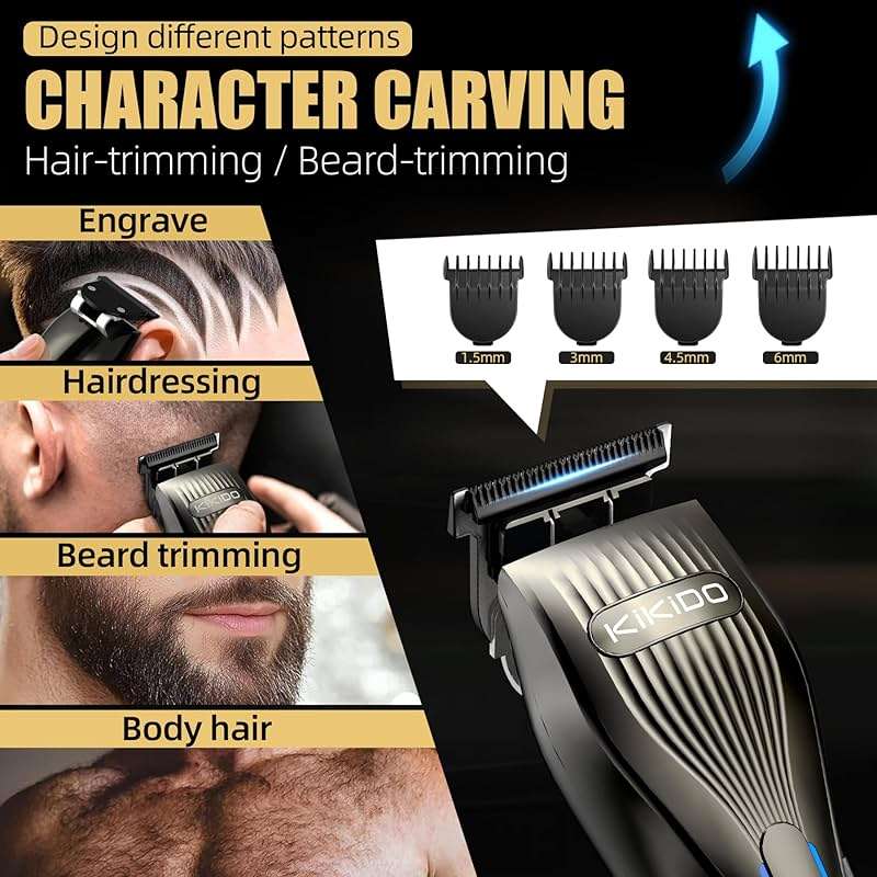 KIKIDO Professional Hair Clippers for Men,USB Rechargeable Hair Trimmer,Men's Grooming Kit for Hair, Face, Beard, for Barbers Shop & Home Use - Image 4