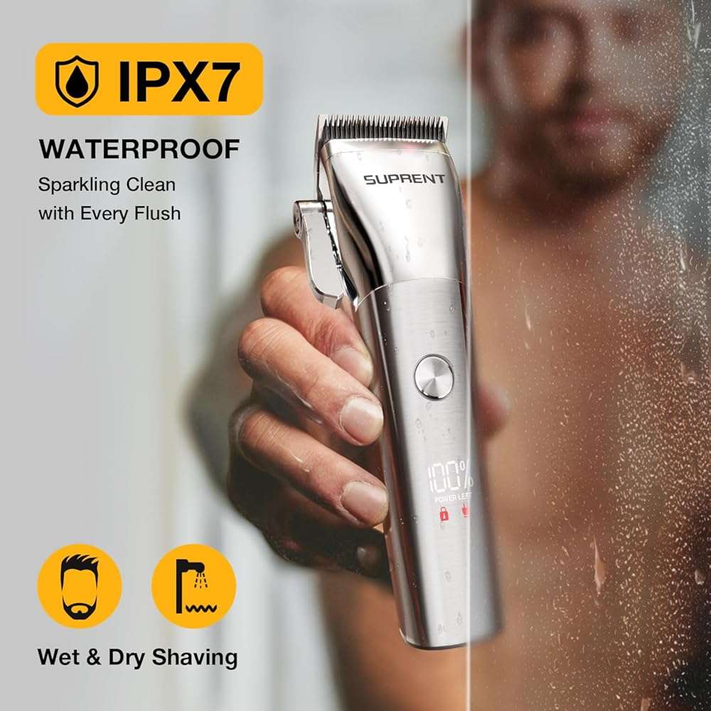SUPRENT Low Noise Hair Clippers for Men Easy-Clean Waterproof Clippers, Cordless Clippers & Trimmers Set for Family Grooming - Image 2