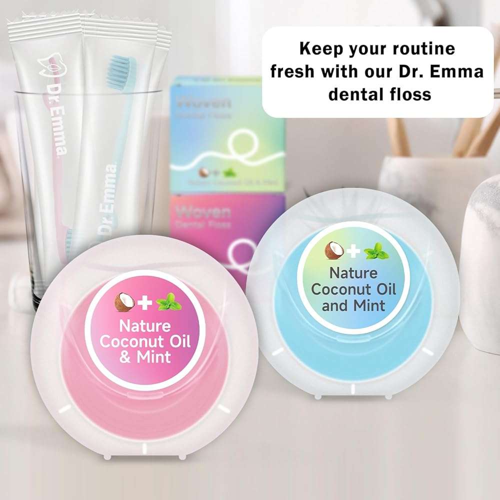 Dr. Emma Woven Dental Floss Coconut Oil Infused Expanding Dental Floss, Oral Care Stretchable Floss, Mint 33yd Pink, Pack of 2 - Image 6