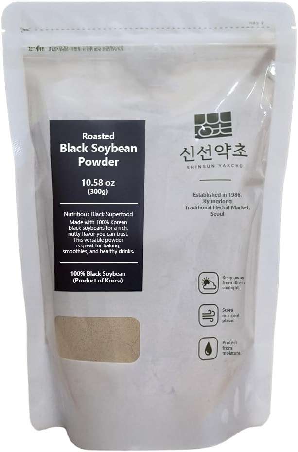 KOREAC_ Korean Roasted Black Soy Bean Powder 300g(10.6 oz), 100% Natural, Nourishing Black Food, Rich & Savory, 검은콩가루 (300g(10.6 oz)_1Pack) - Image 2