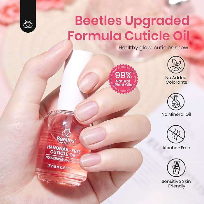 Beetles Cuticle Oil for Nail & Cuticle Care, 15ml Natural Rose Smell Oil with Vitamin E Nourish Condition Dry Stronger Nails SPA & Hand Manicure DIY Salon Needs Gifts for Her Women - Image 3