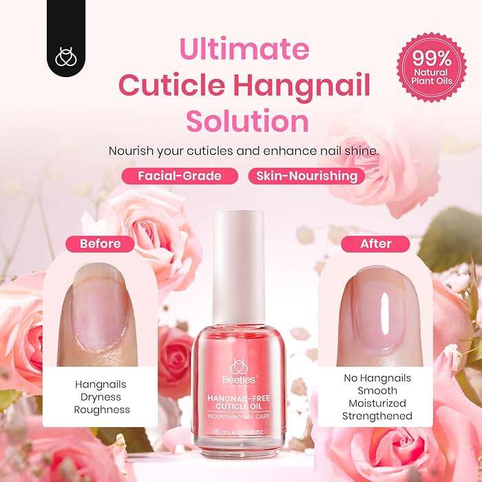 Beetles Cuticle Oil for Nail & Cuticle Care, 15ml Natural Rose Smell Oil with Vitamin E Nourish Condition Dry Stronger Nails SPA & Hand Manicure DIY Salon Needs Gifts for Her Women - Image 4