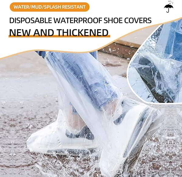 100 Pcs Disposable Thicker Boot and Shoe Covers,19 inch Tall Large,Waterproof Anti-Slip Overshoe (50 Pairs),Outdoor Indoors Overshoes, Fit Up To Men's 11 & Women's 13 (Clear) - Image 5