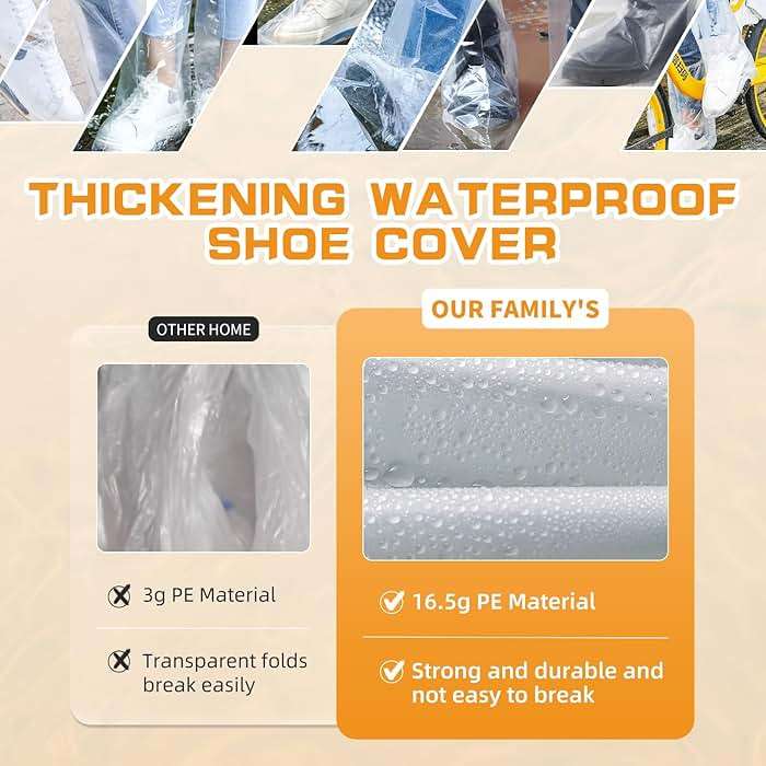 100 Pcs Disposable Thicker Boot and Shoe Covers,19 inch Tall Large,Waterproof Anti-Slip Overshoe (50 Pairs),Outdoor Indoors Overshoes, Fit Up To Men's 11 & Women's 13 (Clear) - Image 6