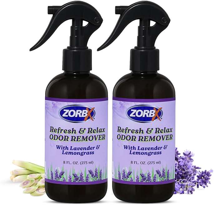 ZORBX Refresh & Relax Odor Remover Spray with Lavender & Lemongrass 8 Oz (Pack of 2) – Permanent Solution Room Freshener & Air Freshener Spray for Home, Bathroom, Furniture, Carpet, Car, Gym & Laundry - Image 1