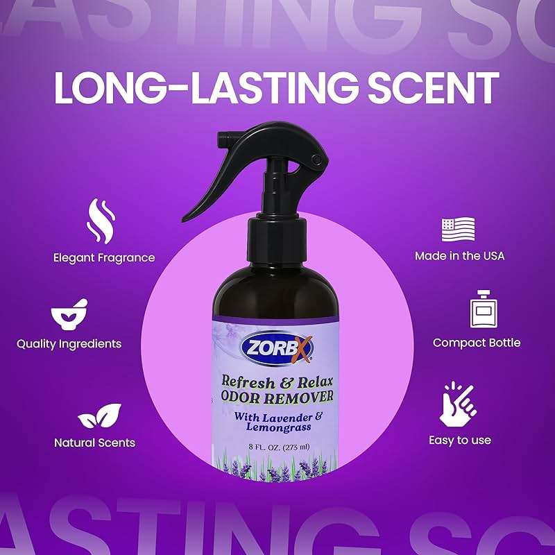 ZORBX Refresh & Relax Odor Remover Spray with Lavender & Lemongrass 8 Oz (Pack of 2) – Permanent Solution Room Freshener & Air Freshener Spray for Home, Bathroom, Furniture, Carpet, Car, Gym & Laundry - Image 2