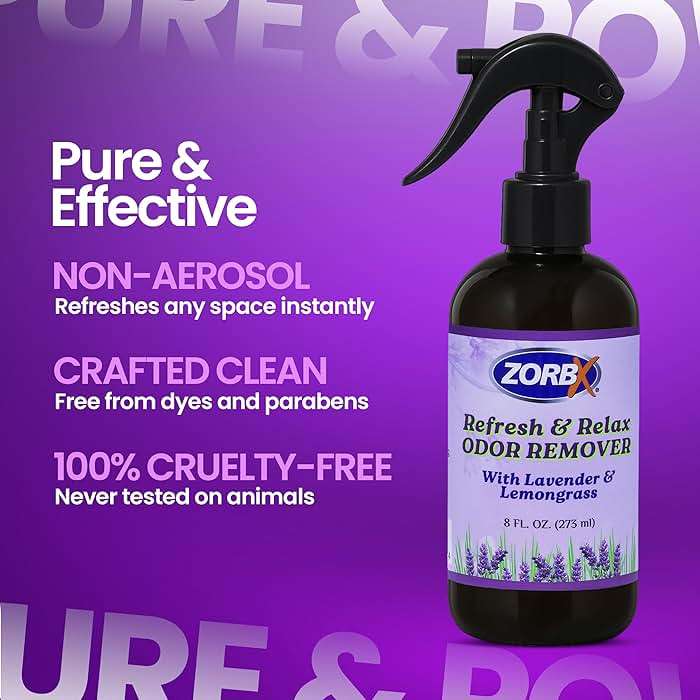 ZORBX Refresh & Relax Odor Remover Spray with Lavender & Lemongrass 8 Oz (Pack of 2) – Permanent Solution Room Freshener & Air Freshener Spray for Home, Bathroom, Furniture, Carpet, Car, Gym & Laundry - Image 4