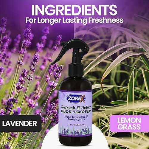 ZORBX Refresh & Relax Odor Remover Spray with Lavender & Lemongrass 8 Oz (Pack of 2) – Permanent Solution Room Freshener & Air Freshener Spray for Home, Bathroom, Furniture, Carpet, Car, Gym & Laundry - Image 6