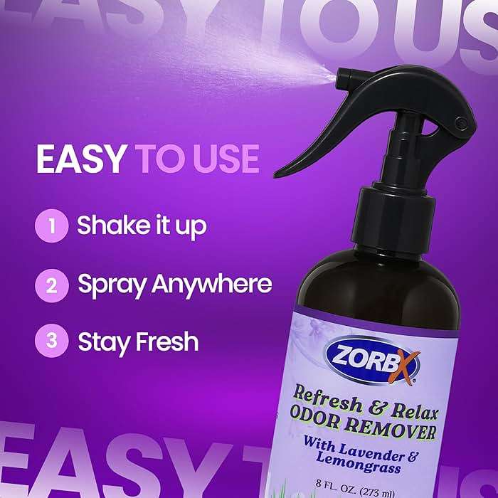 ZORBX Refresh & Relax Odor Remover Spray with Lavender & Lemongrass 8 Oz (Pack of 2) – Permanent Solution Room Freshener & Air Freshener Spray for Home, Bathroom, Furniture, Carpet, Car, Gym & Laundry - Image 7