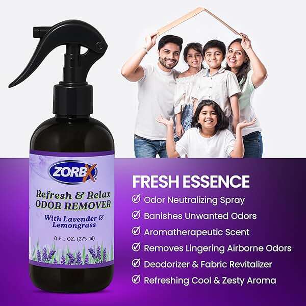ZORBX Refresh & Relax Odor Remover Spray with Lavender & Lemongrass 8 Oz (Pack of 2) – Permanent Solution Room Freshener & Air Freshener Spray for Home, Bathroom, Furniture, Carpet, Car, Gym & Laundry - Image 8