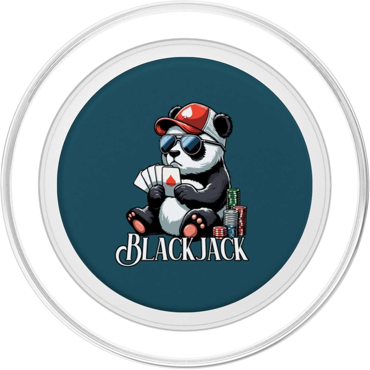 Blackjack Panda Playing Cards Gambling Panda PopSockets PopGrip for MagSafe - Image 2