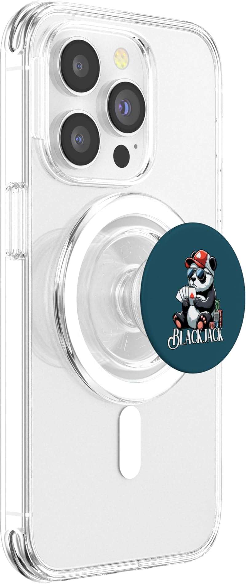 Blackjack Panda Playing Cards Gambling Panda PopSockets PopGrip for MagSafe - Image 4
