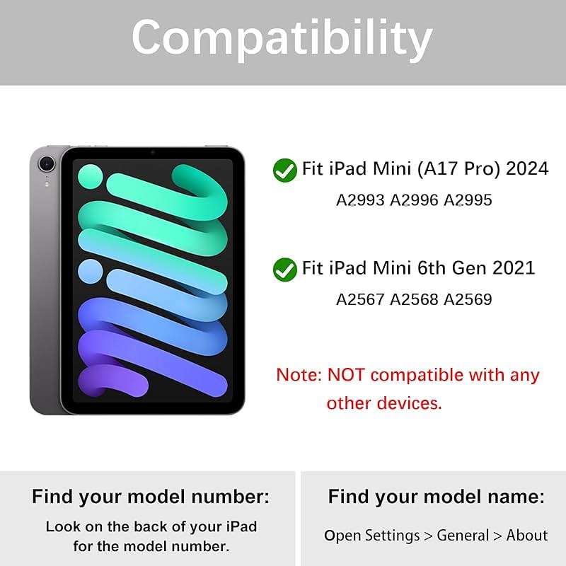 Divufus Keyboard Case for iPad mini 7th Generation (A17 Pro) 2024 / 6th Gen 2021 8.3 Inch [Magnetic Detachable Wireless Keyboard][Support 3 System] Flip Stand Case with Pencil Holder, Dark Green - Image 2