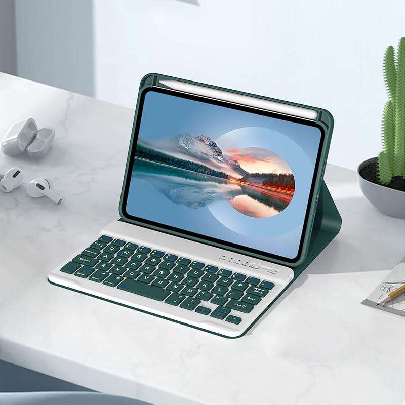 Divufus Keyboard Case for iPad mini 7th Generation (A17 Pro) 2024 / 6th Gen 2021 8.3 Inch [Magnetic Detachable Wireless Keyboard][Support 3 System] Flip Stand Case with Pencil Holder, Dark Green - Image 6
