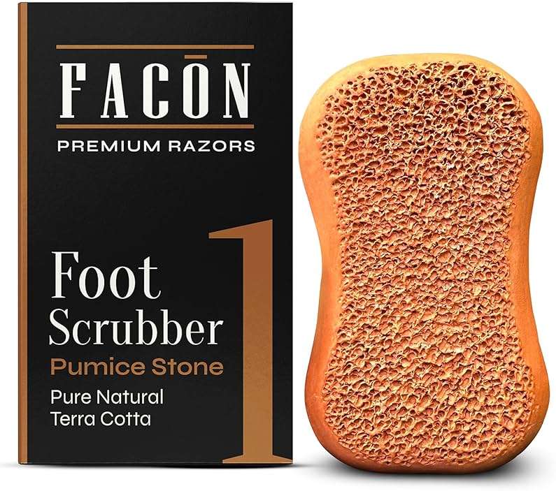 Facón Pumice Stone for Feet Callus Remover - Terra-Cotta Foot Scrubber with 2 Sides, 100% Pure Natural Foot Pumice Stone, Pedicure Pumice Stone Scrubber, Foot Exfoliator, Removes Calluses & Dead Skin - Image 1